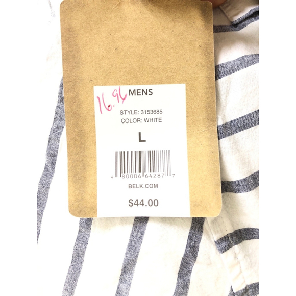 True Craft Men's Striped Short Sleeve Shirt White Blue Large - Picture 5 of 5